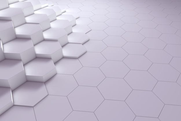 Geometric hexagon pattern background 3D rendering