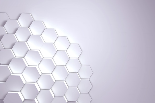 Geometric hexagon pattern background 3D rendering