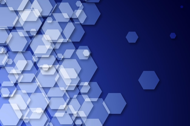 geometric hexagons pattern gradients overlapping hexagonal and shadows with glowing dark blue bg