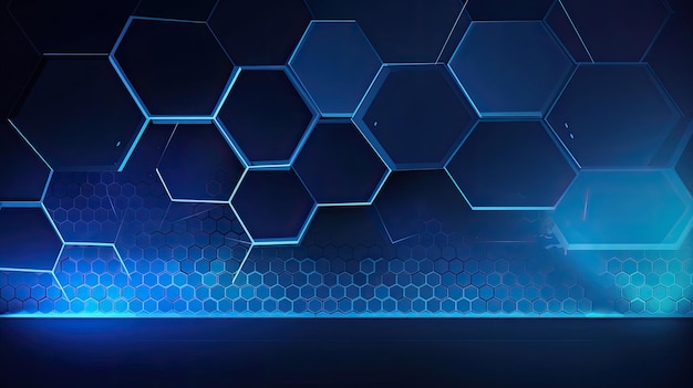 Geometric horizontal background with hexagons in digital abstract style