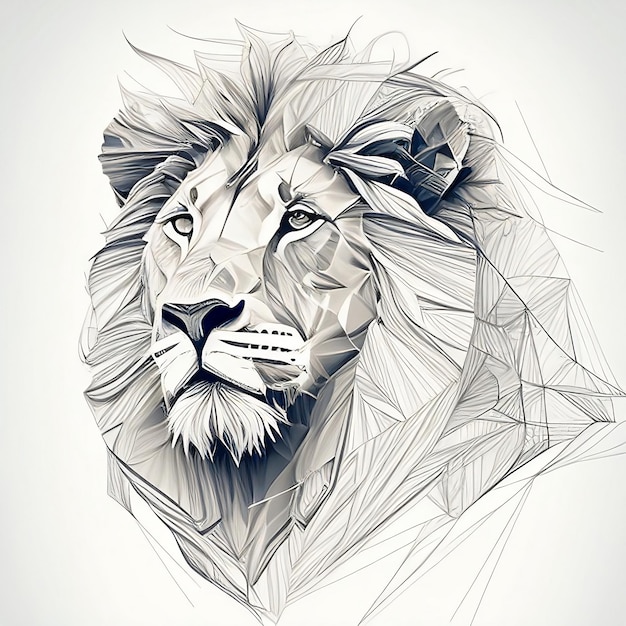 A geometric illustration of a lion's head.