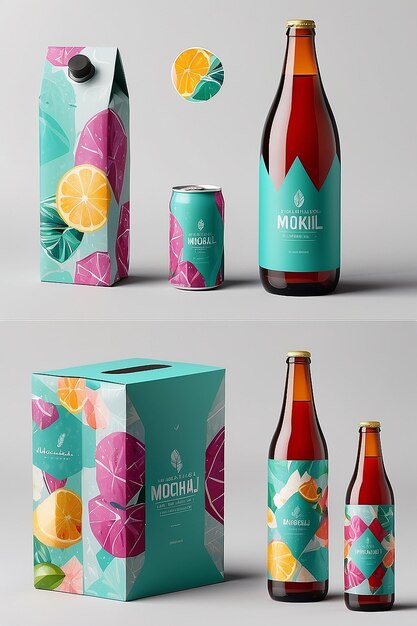 Photo geometric inspired mockalcoholic beverage packaging mockup customize your design