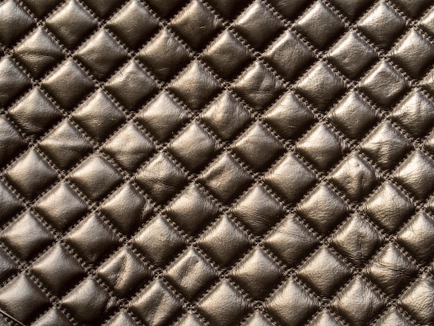 Geometric leather upholstery surface Macro shot faux leather background brown rhombus