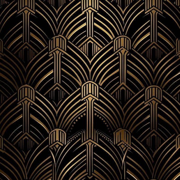 Photo geometric line background black and dark golden background image generation ai