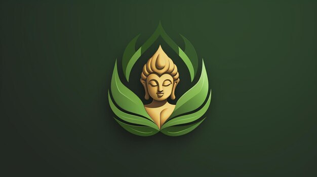 Geometric logo green leaf vector graphic simple minimalist image AI generated art