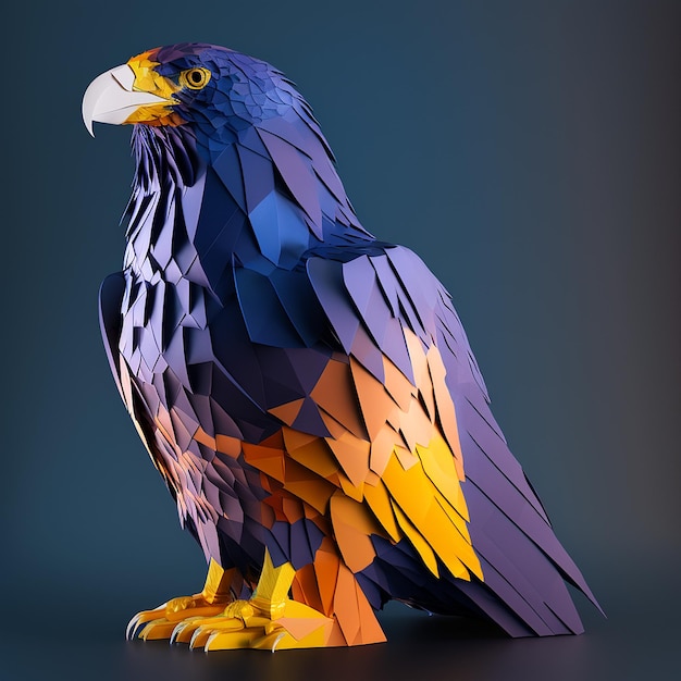 Geometric low poly eagle bird artwork AI Generated