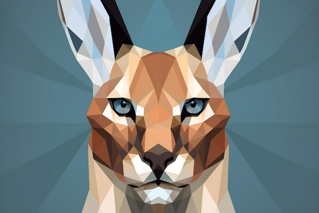 Geometric low polygonal lynx portrait Polygonal lynx illustration