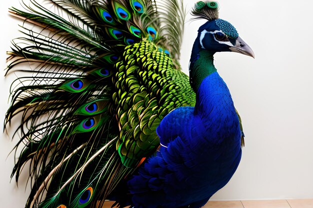 Geometric Mandarin peacock with minimal details