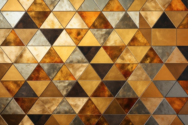 Geometric metallic mosaic wallpaper with abstract triangular pattern