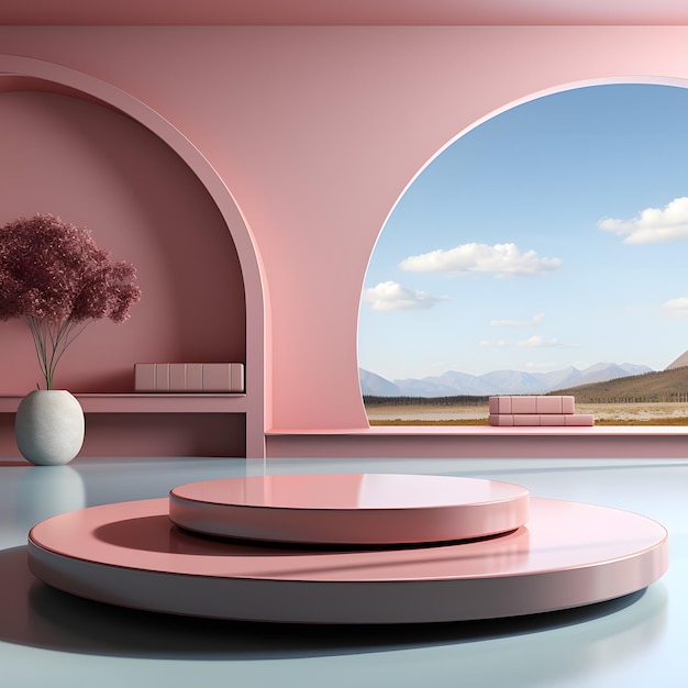 Photo geometric minimal scene design for cosmetic or product display podium
