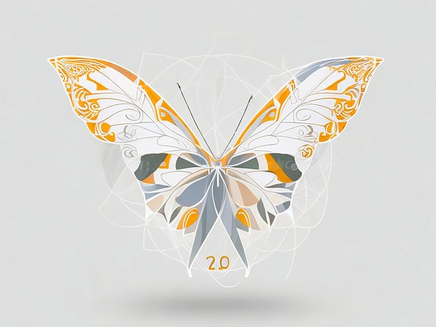 Geometric minimalist symmetrical logo design of butterfly metamorphosis flowers vector white b