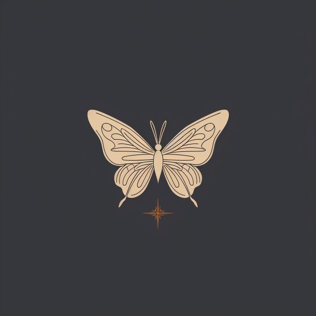 Foto logo geometrico minimalista butterfly con icona piatta su sfondo colorato