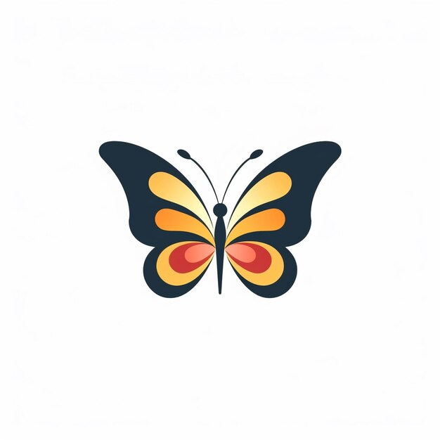 Photo geometric minimalistic butterfly flat icon logo on colorful background