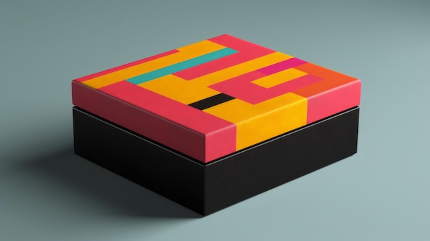 Geometric Modern Art Box Gift With Bold Colors And Minimalist 1980s Design