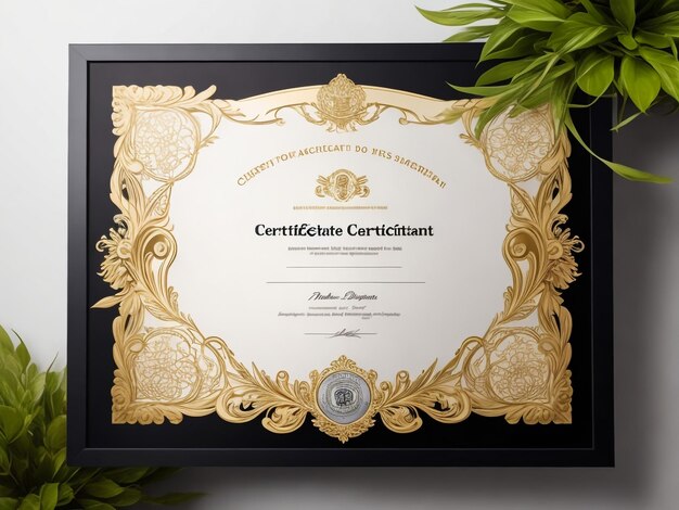 Geometric modern certificate diploma design with gold lines