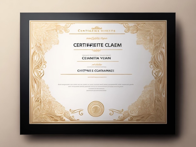 Geometric modern certificate diploma design with gold lines