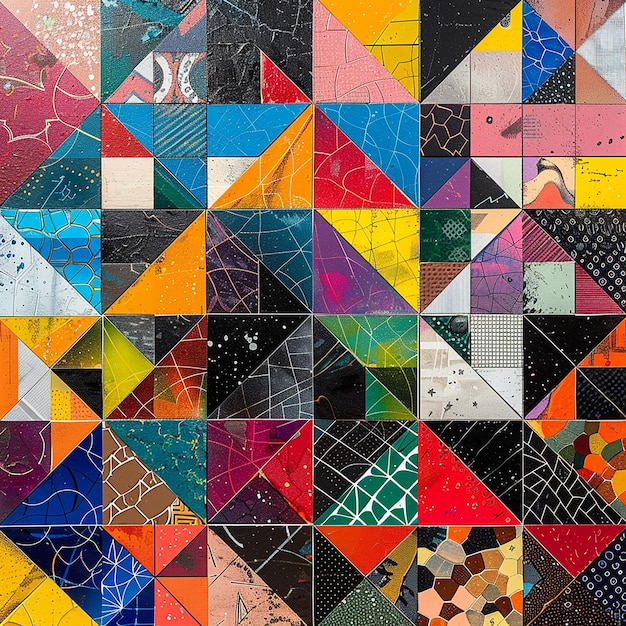 Foto mosaico geometrico audace e vibrante