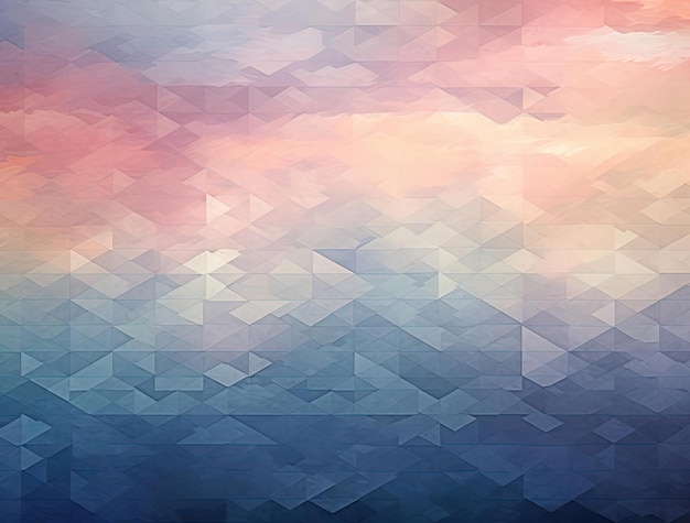 a geometric mosaic of clouds with some grey triangles in the style of realistic usage of light and