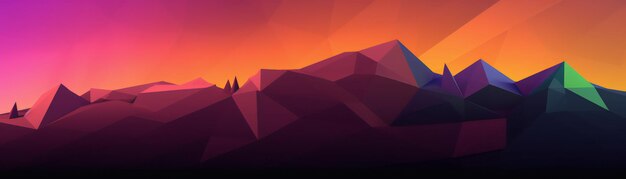 Geometric Mountain Landscape art Low poly with Colorful Red Background 3d generative ai