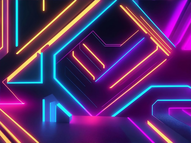 Geometric neon background Generative AI Illustration