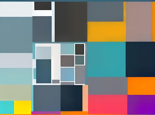 Geometric panels in varied levels colors shadows