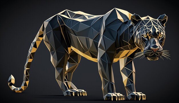 Geometric Panther animal illustration design image Ai generated art