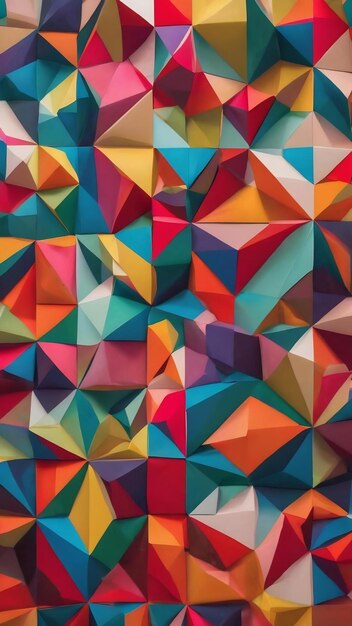 Geometric paper panels in kodachrome colors