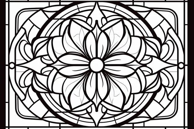 A geometric pattern with a flower on it and a design that says