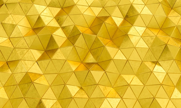 Geometric pattern with triangular shapes in gold-colored metal. 