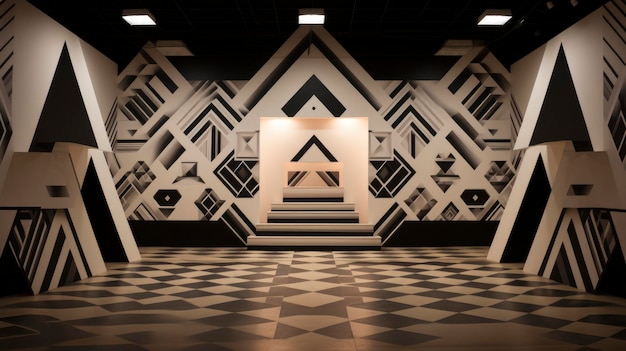 Geometric patterns in a contemporary art installation Created with Generative AI technology