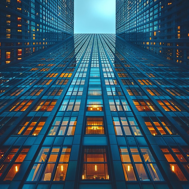 Photo the geometric patterns of a modern skyscrapers facade