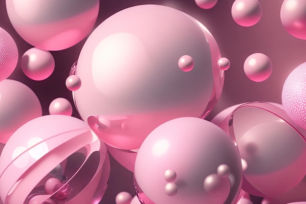 Geometric pink balls sphere background ai generative