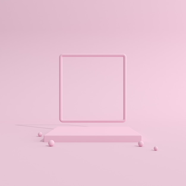 Geometric pink podium for product presentation.