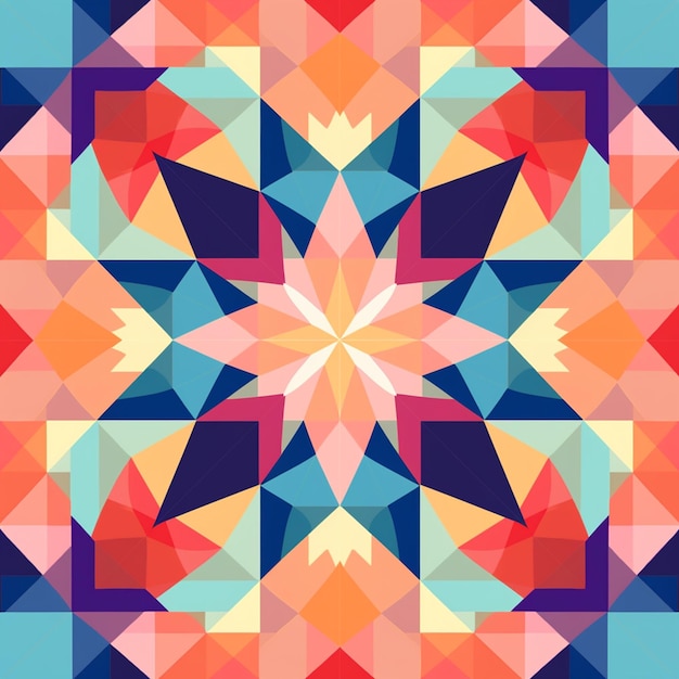 기하학적 픽셀 패턴 배경 빛나는 네온 패턴 대칭 디자인 타일 모자이크 패턴