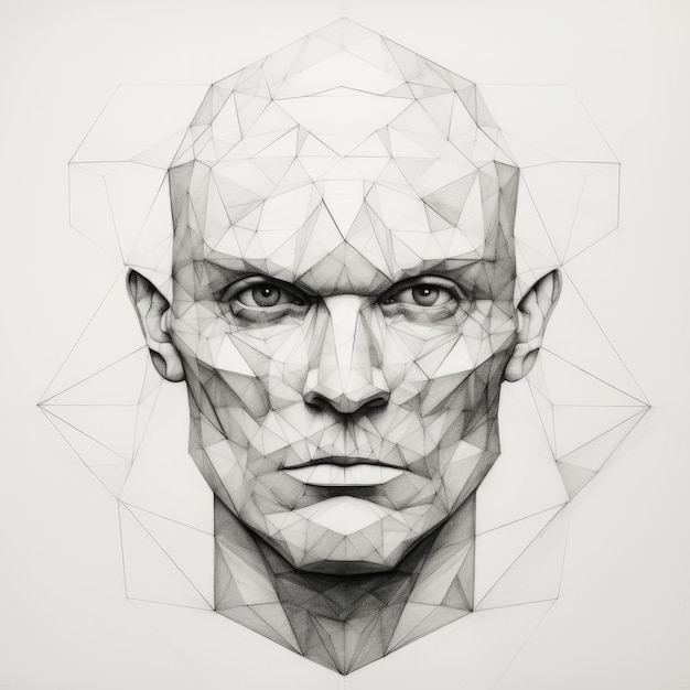 Photo geometric portrait realistic and hyperdetailed renderings of celebrities