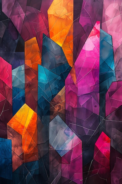 Geometric Prism Crystals Incorporating Textured and Faceted Creative Background Decor Collection