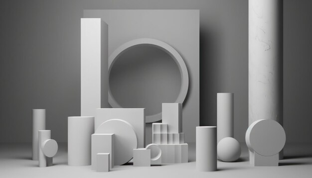 Геометрический подиум для демонстрации продукта на сером фоне минимальные различные формы сцены сцены витрина st