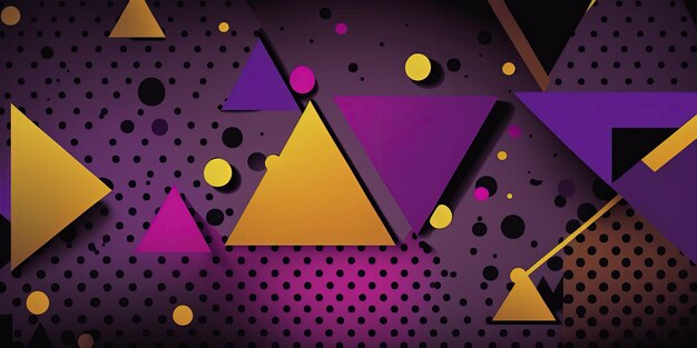 Geometric purple background with circles and triangles retro style Generative AI