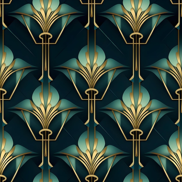 Geometric Realistic luxury art deco Seamless pattern background