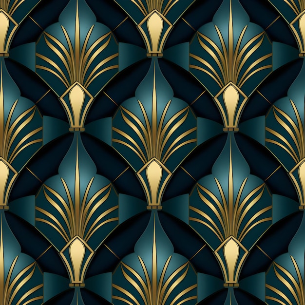 Geometric Realistic luxury art deco Seamless pattern background