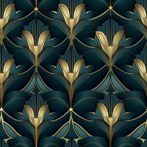 Geometric Realistic luxury art deco Seamless pattern background
