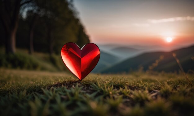 Foto a geometric red heart shape placed outdoors