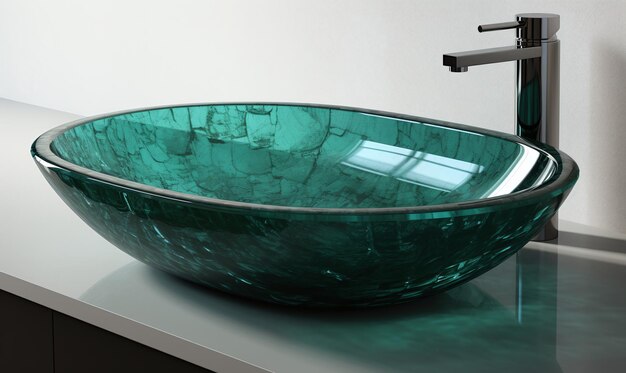Photo geometric reflections luxurious marble bowl in a modern interior