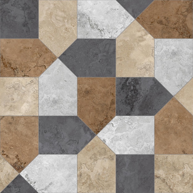 Geometric seamless decor made of wood marble concrete cement and stone