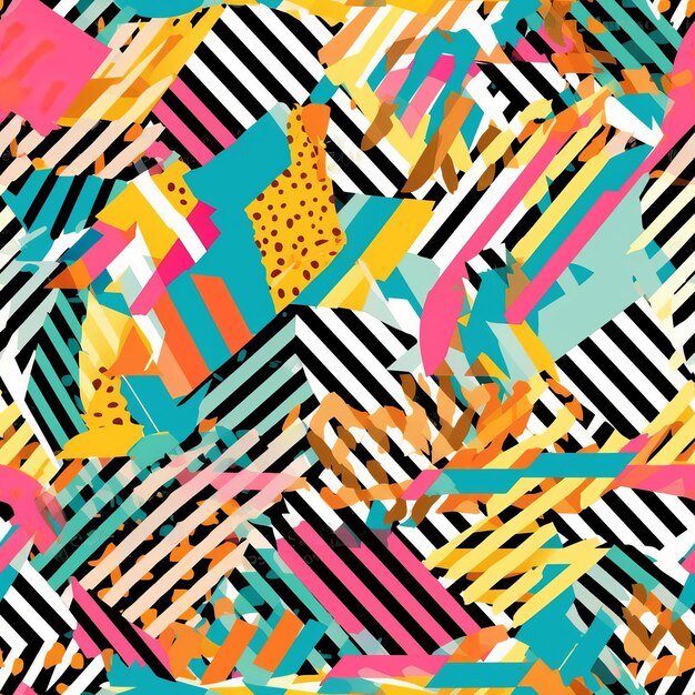 Geometric seamless pattern design with stripes in zebra and leopard prints AI generation