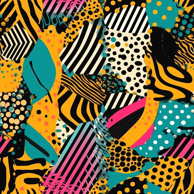 Geometric seamless pattern design with stripes in zebra and leopard prints ai generation