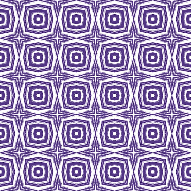 Geometric seamless pattern. Purple symmetrical kaleidoscope background. Textile ready incredible print, swimwear fabric, wallpaper, wrapping. Hand drawn geometric seamless design.