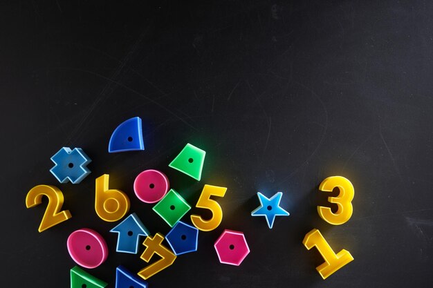 Photo geometric shape and number on top of chalkboard