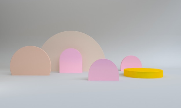 Geometric shape scene Minimal style,  3d rendering.