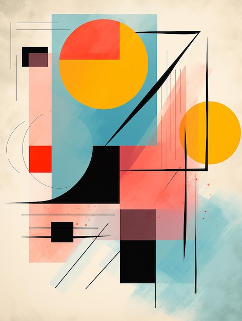 Geometric Shapes Abstract Brushstrokes and Unusual Textures in Dynamic Abstract Compositions